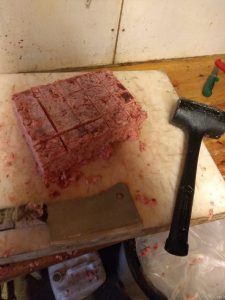 Hammering out meat. Closest I've been to being a butcher.